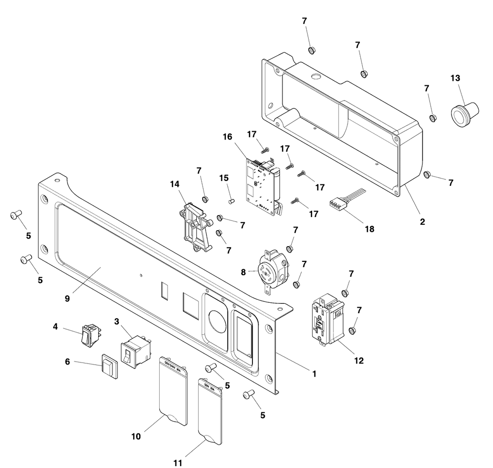 Control Panel_1 Diagram and Parts List for 030747-00  Briggs and Stratton Generator